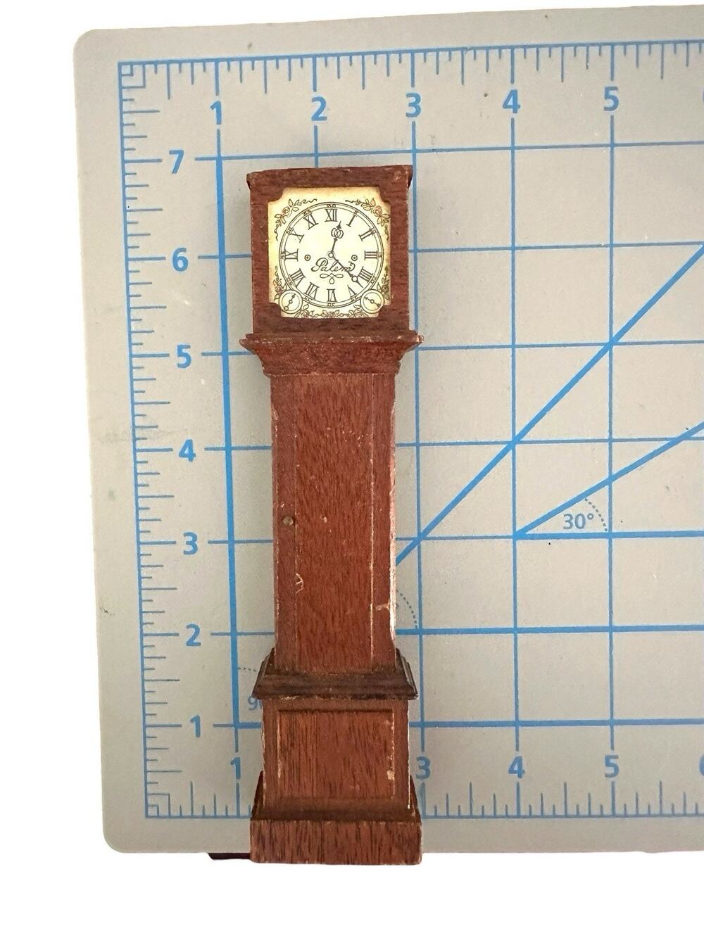 Vintage Wooden Dollhouse Miniature Grandfather Clock 1:12 Scale